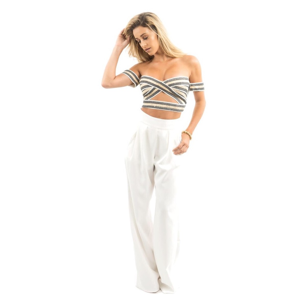 Ivory Wide Leg Trouser Pant - Picture 4 of 8